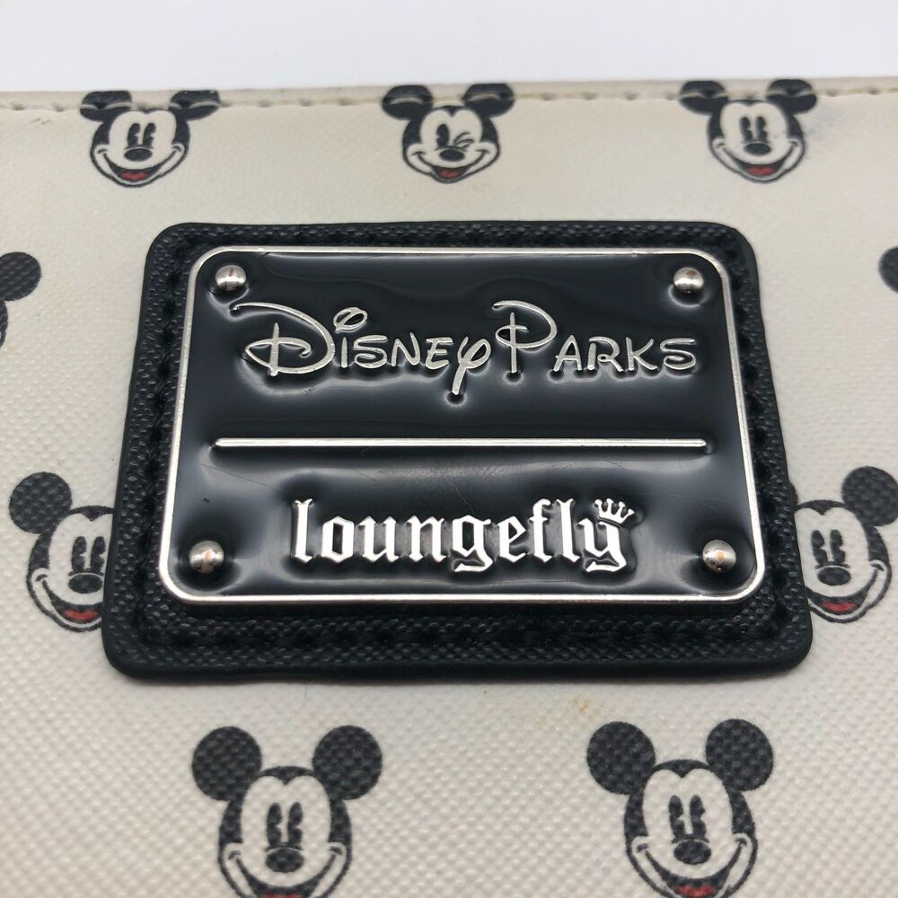 Disney Parks Loungefly Mickey Mouse All Over Mickey Face White Black Wallet - Picture 2 of 6